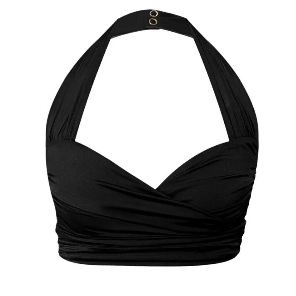 Balmain Paris Women's Black Beachwear Top High Waist Bottom Bikini Size 38